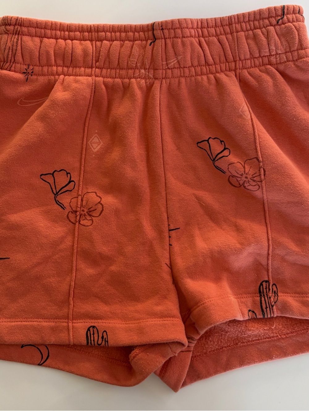 Nike Orange Drawstring Floral Shorts